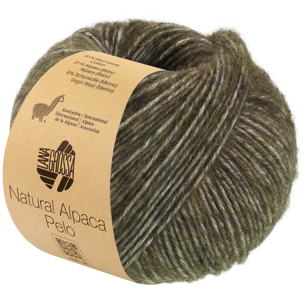 Lana Grossa Natural Alpaca Pelo, Farbe 40 Waldgrün meliert – Alpaka, Baumwolle und Merino bei Lieblingsgarn