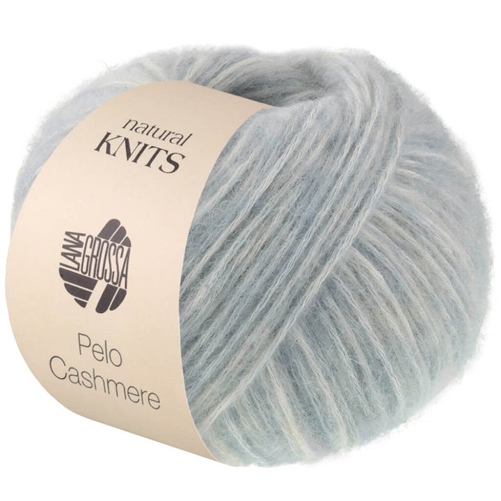 Lana Grossa Pelo Cashmere, Farbe 11 Hellblau/Rohweiß bei Lieblingsgarn