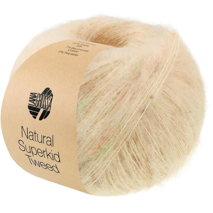 Lana Grossa Natural Superkid Tweed, Farbe 639 Beige – Baumwolle, Mohair und Seide bei Lieblingsgarn