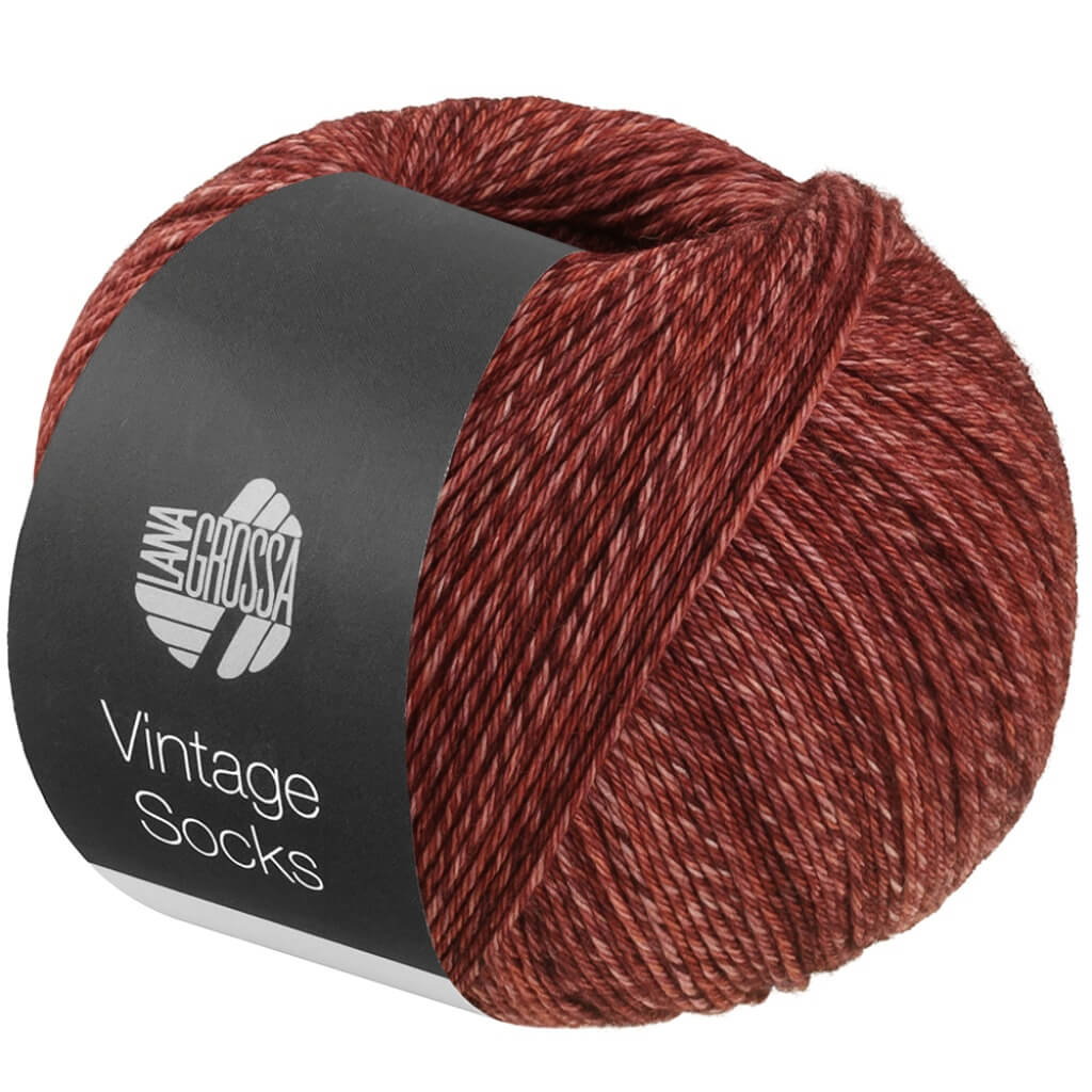 Lana Grossa Vintage Socks, Farbe 1023 Terrakotta/Rotbraun meliert – Schurwolle und Synthetik bei Lieblingsgarn