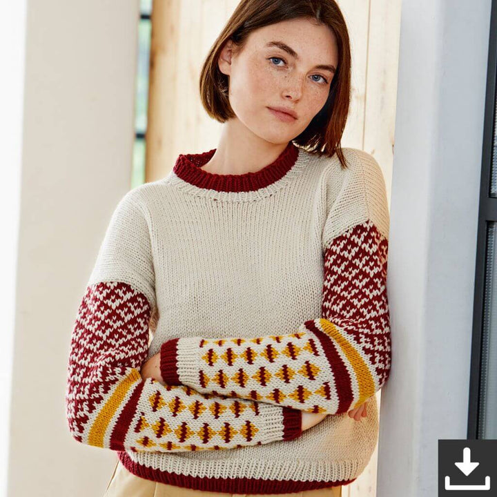 Lana Grossa Pattern Jacquardärmel Pullover Strickset - Lana Grossa (PDF) bei bei bei bei bei bei bei bei bei Lieblingsgarn