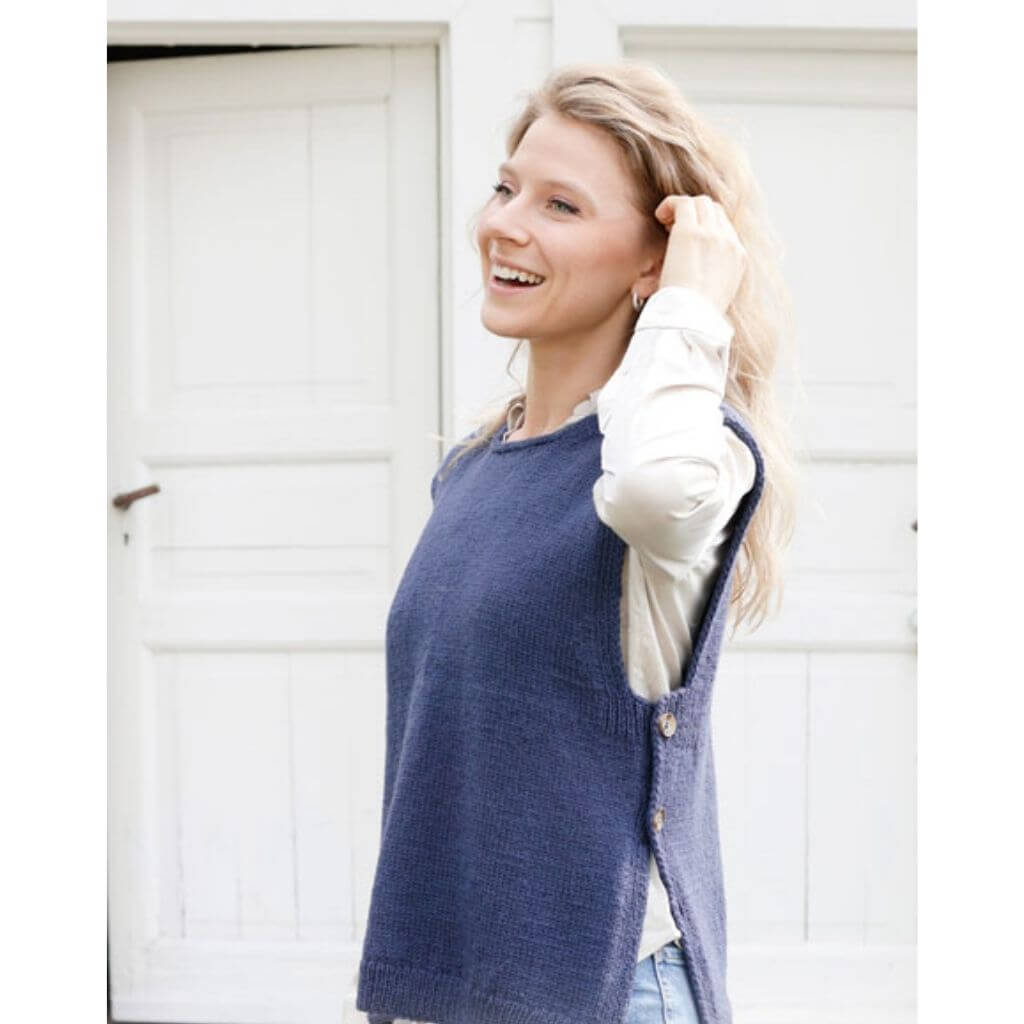 Drops Design Pattern Damen Pullunder Blue Night Vest Strickanleitung - Drops (PDF) bei bei bei bei bei bei Lieblingsgarn