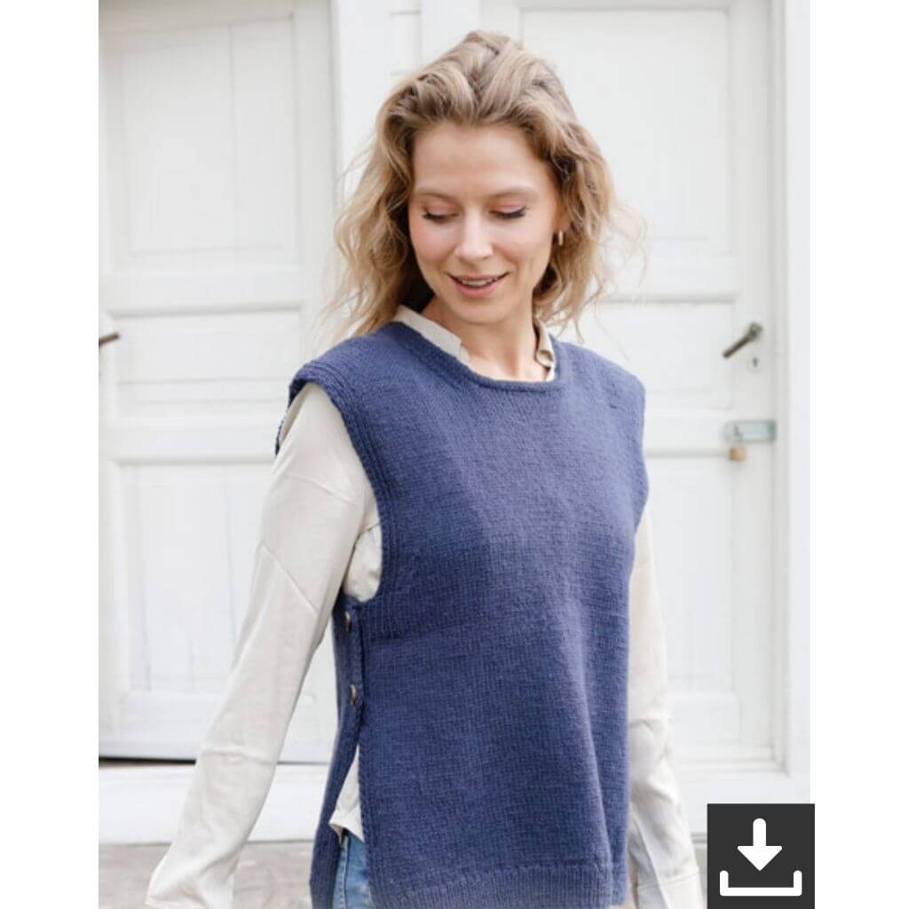 Drops Design Pattern Damen Pullunder Blue Night Vest Strickanleitung - Drops (PDF) bei bei bei bei bei bei Lieblingsgarn