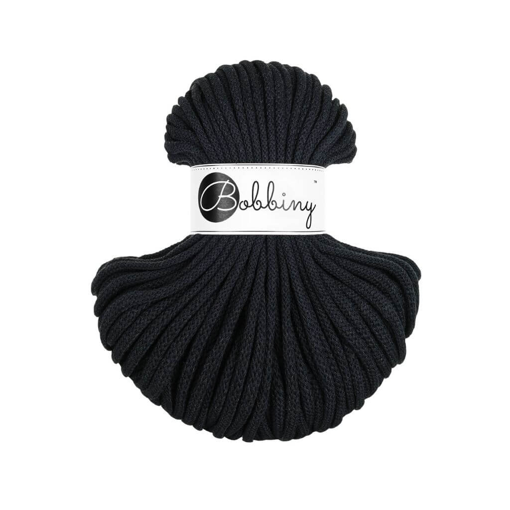 Bobbiny Premium Kordel 5 mm x 50 m, Farbe Black – Baumwolle bei Lieblingsgarn