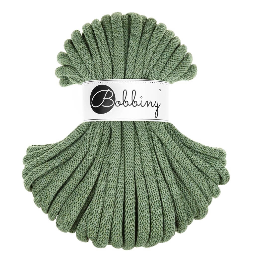 Bobbiny Jumbo Kordel 9 mm x 30 m, Farbe Eucalyptus Green – Baumwolle und Synthetik bei Lieblingsgarn