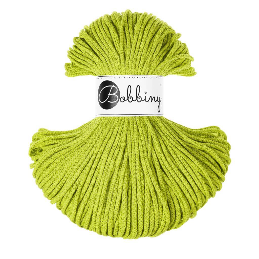 Bobbiny Kordel Junior 3mm x 100 m, Farbe Dopamine Lime – Baumwolle bei Lieblingsgarn