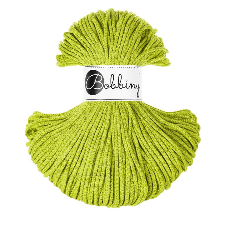 Bobbiny Kordel Junior 3mm x 100 m, Farbe Dopamine Lime – Baumwolle bei Lieblingsgarn