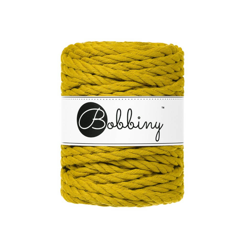 Bobbiny Makramee Garn 9 mm x 30 m gedreht, Farbe Spicy Yellow – Baumwolle bei Lieblingsgarn