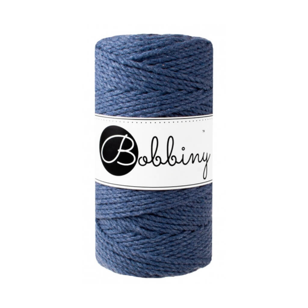 Bobbiny Makramee Garn 3mm gedreht, Farbe Jeans – Baumwolle bei Lieblingsgarn