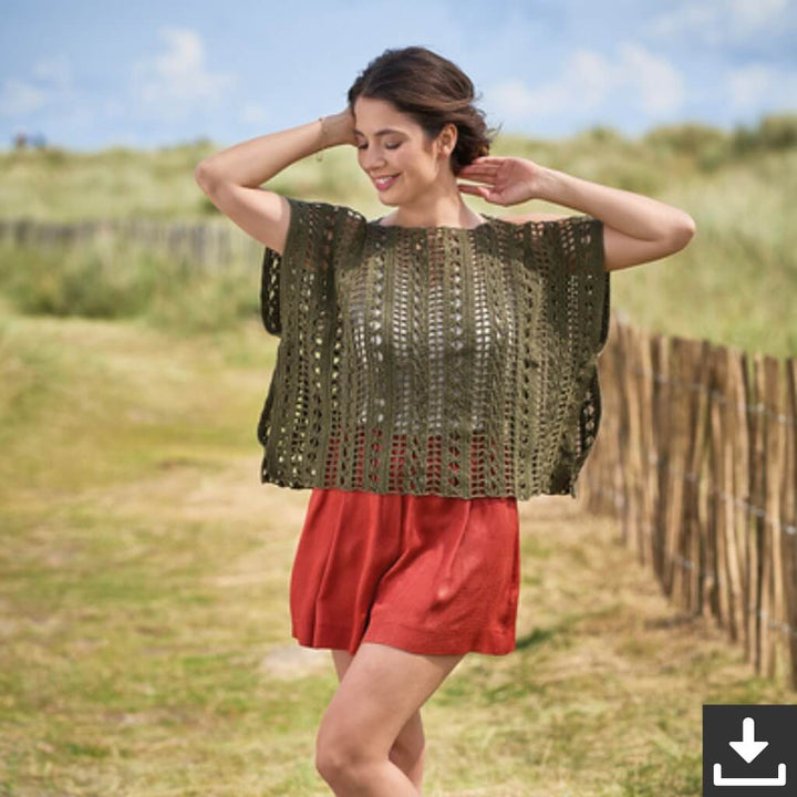 Schachenmayr Pattern Luftiges Shirt mit Lochmuster Häkelset - Schachenmayr (PDF) bei bei bei bei bei bei bei Lieblingsgarn