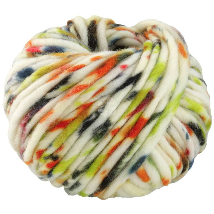 Lana Grossa Confetti, Farbe 202 Weiß/Orange/Himbeer/Grau/Stahlblau/Oliv/ Rost /Dunkelbraun/Schwarz bei Lieblingsgarn