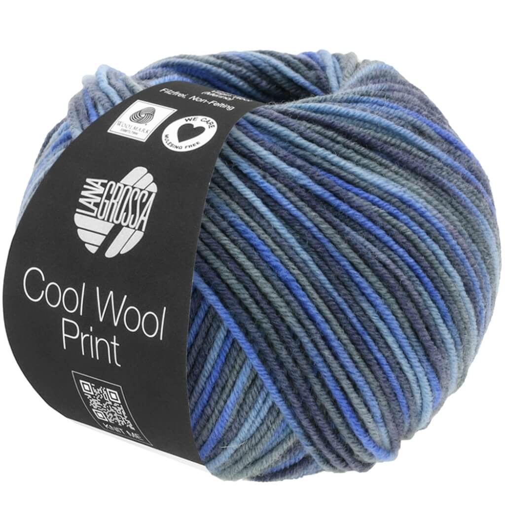 Lana Grossa Cool Wool Print 50g, Farbe 716 Jeans/Graublau/Royal – Merino und Schurwolle bei Lieblingsgarn