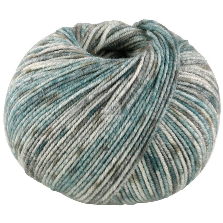 Lana Grossa Cool Wool Spots, Farbe 5002 Creme/Dunkelgrau/Graubraun/Petrol – Merino und Schurwolle bei Lieblingsgarn