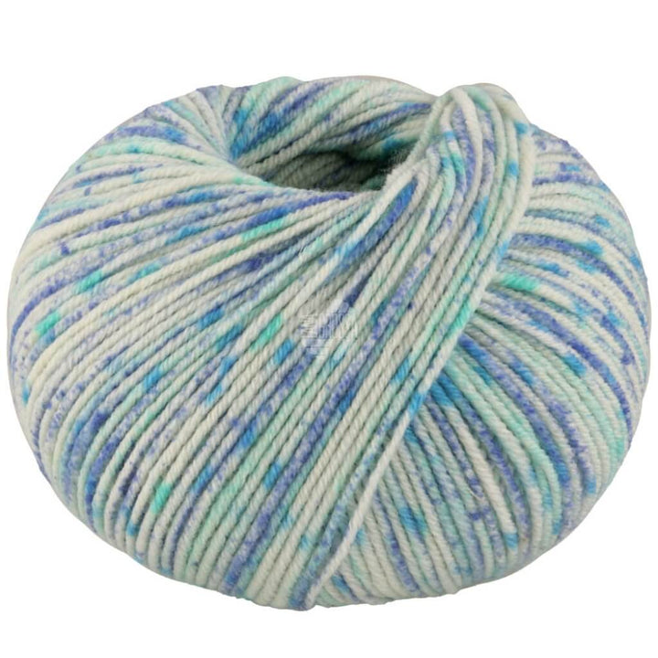 Lana Grossa Cool Wool Spots, Farbe 5005 Creme/Blau/Wasser /Cyanblau – Merino und Schurwolle bei Lieblingsgarn