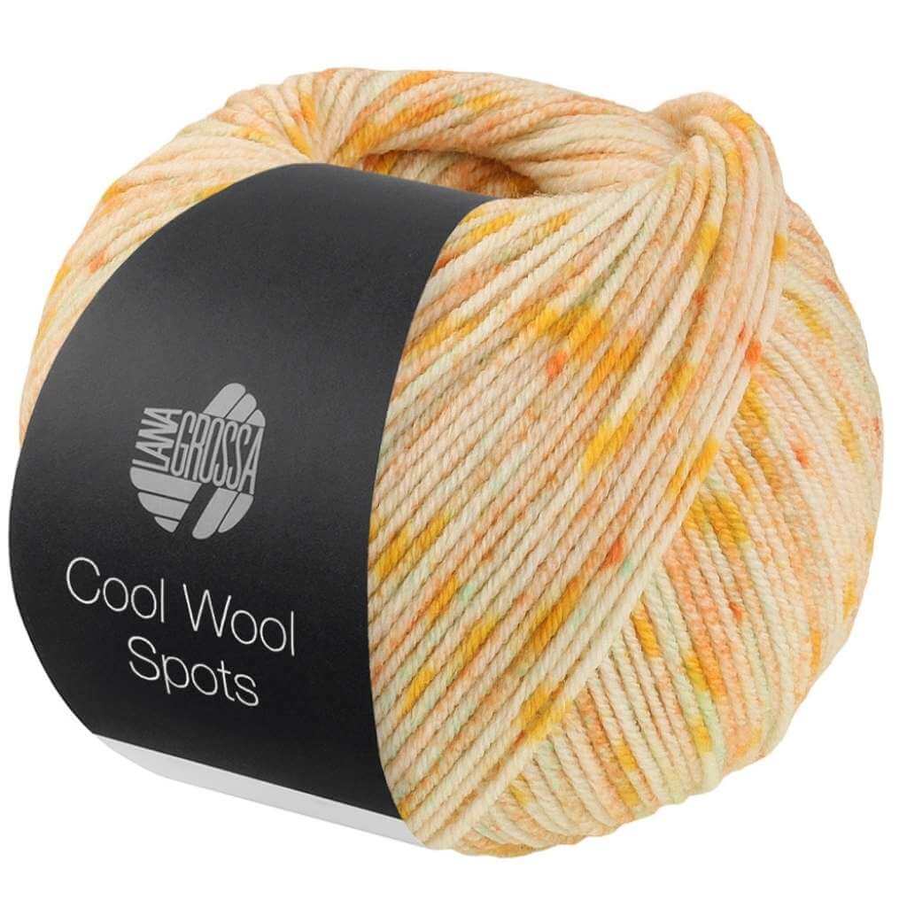 Lana Grossa Cool Wool Spots, Farbe 5011 Vanille/Dotter /Orangegelb/Zartgrün – Merino und Schurwolle bei Lieblingsgarn