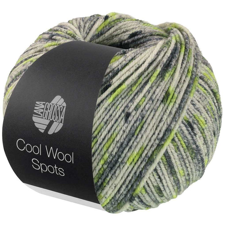 Lana Grossa Cool Wool Spots, Farbe 5013 Frühlings /Weißgrün/Hell /Dunkelgrau – Merino und Schurwolle bei Lieblingsgarn