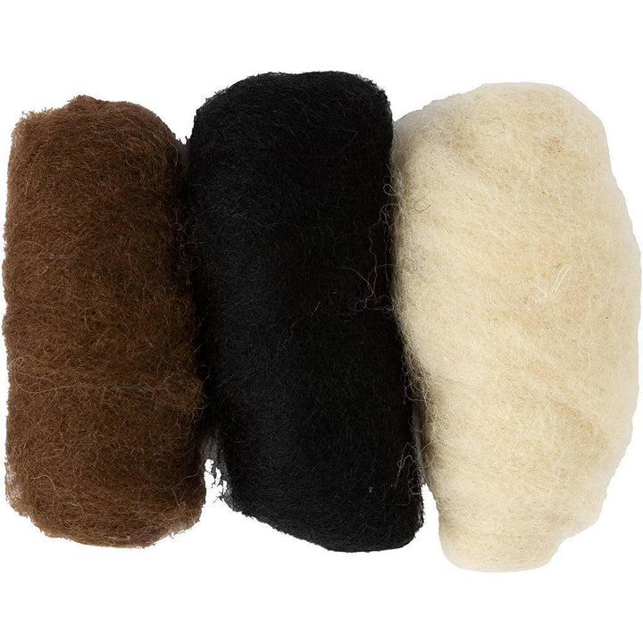 Creativ Company Kardierte Wolle zum Filzen, Farbe Schwarz Creme Braun – Schurwolle bei Lieblingsgarn