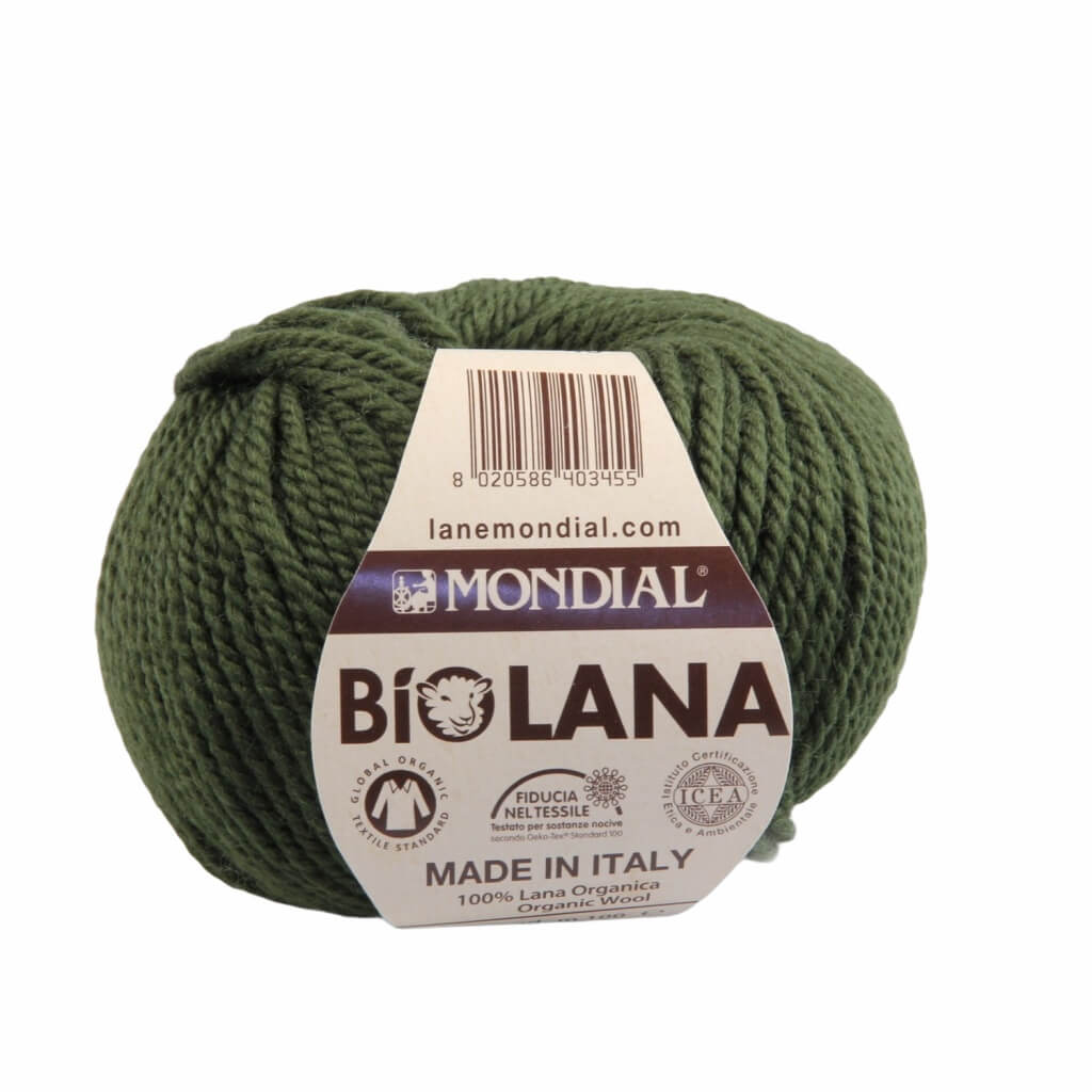 Lane Mondial Bio Lana 50g - Bio Wolle, Farbe 647 Oliv – Schurwolle bei Lieblingsgarn