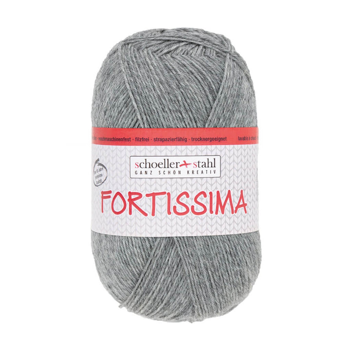 Schoeller + Stahl Fortissima Socka 100 - Sockenwolle, Farbe 2056 Hellgrau Meliert – Polyamid und Schurwolle bei Lieblingsgarn