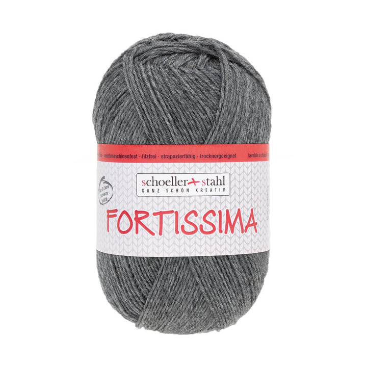 Schoeller + Stahl Fortissima Socka 100 - Sockenwolle, Farbe 2057 Mittelgrau Meliert – Polyamid und bei Lieblingsgarn