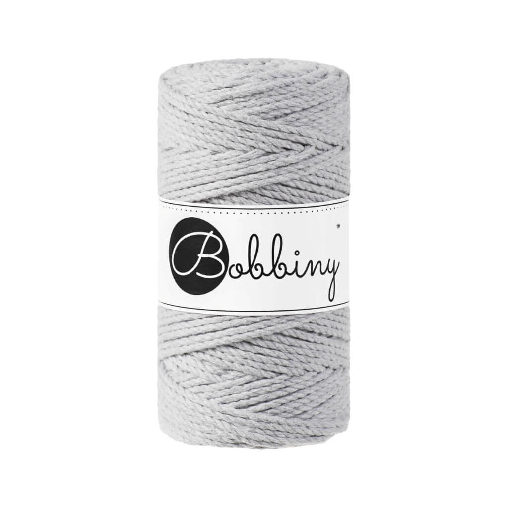 Bobbiny Makramee Garn 3mm gedreht, Farbe Light Grey – Baumwolle bei Lieblingsgarn