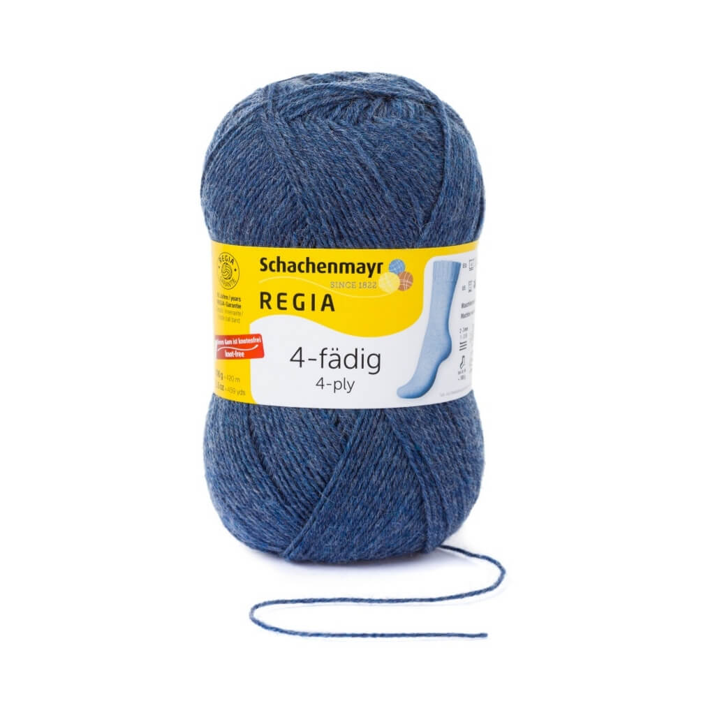 Schachenmayr Regia 4-fädig Uni 100 Gramm, Farbe 2137 Jeans meliert – Polyamid und Schurwolle bei Lieblingsgarn