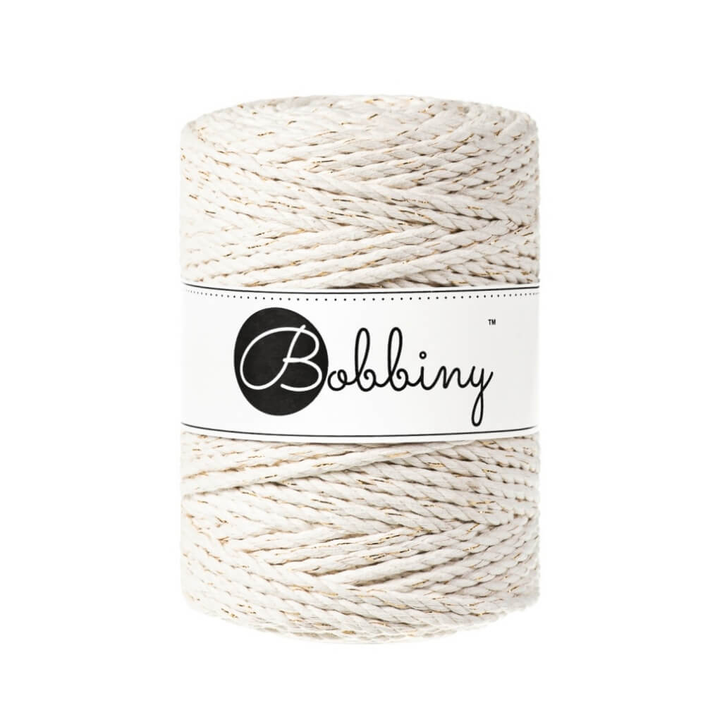 Bobbiny Makramee Garn 5 mm x 100 m gedreht, Farbe Golden Natural – Baumwolle bei Lieblingsgarn
