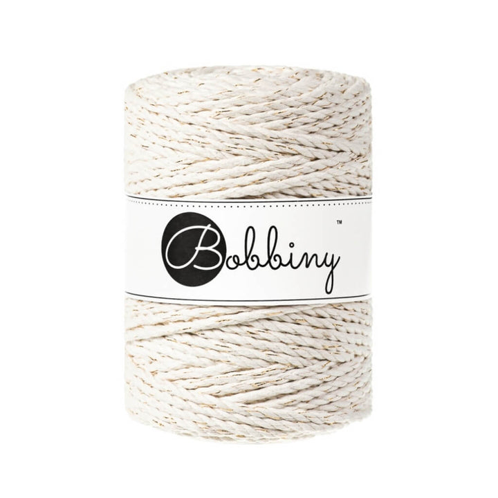 Bobbiny Makramee Garn 5 mm x 100 m gedreht, Farbe Golden Natural – Baumwolle bei Lieblingsgarn