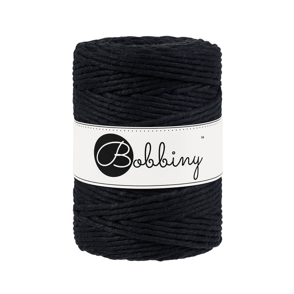 Bobbiny Makramee Garn 5 mm x 100 m gedreht, Farbe Black – Baumwolle bei Lieblingsgarn