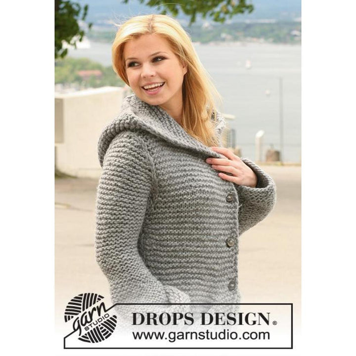 Jacke mit Kapuze im Krausrippenmuster Strickanleitung - Drops Design (PDF) bei bei bei bei bei bei bei bei Lieblingsgarn