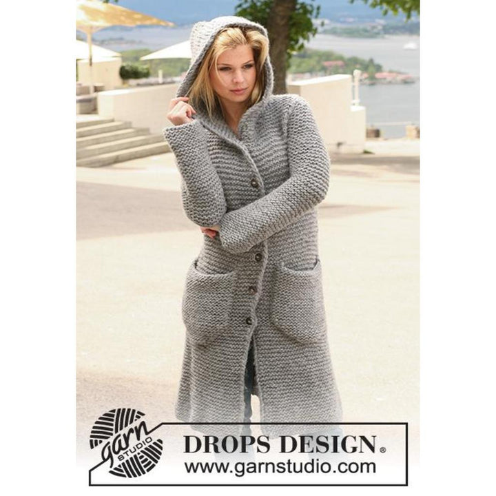Jacke mit Kapuze im Krausrippenmuster Strickanleitung - Drops Design (PDF) bei bei bei bei bei bei bei bei Lieblingsgarn