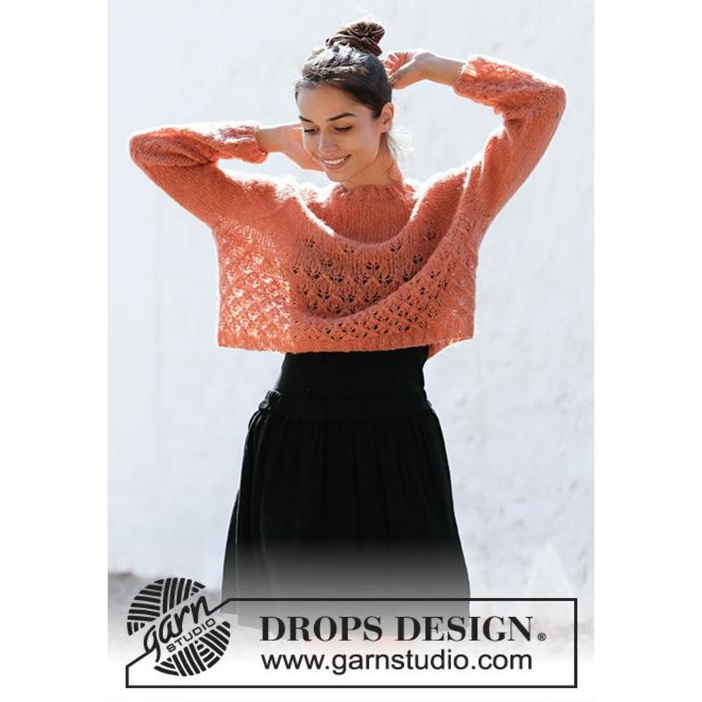 Pullover mit Raglan und Lochmuster Strickanleitung - Drops Design (PDF) bei bei bei bei bei bei bei bei bei bei Lieblingsgarn