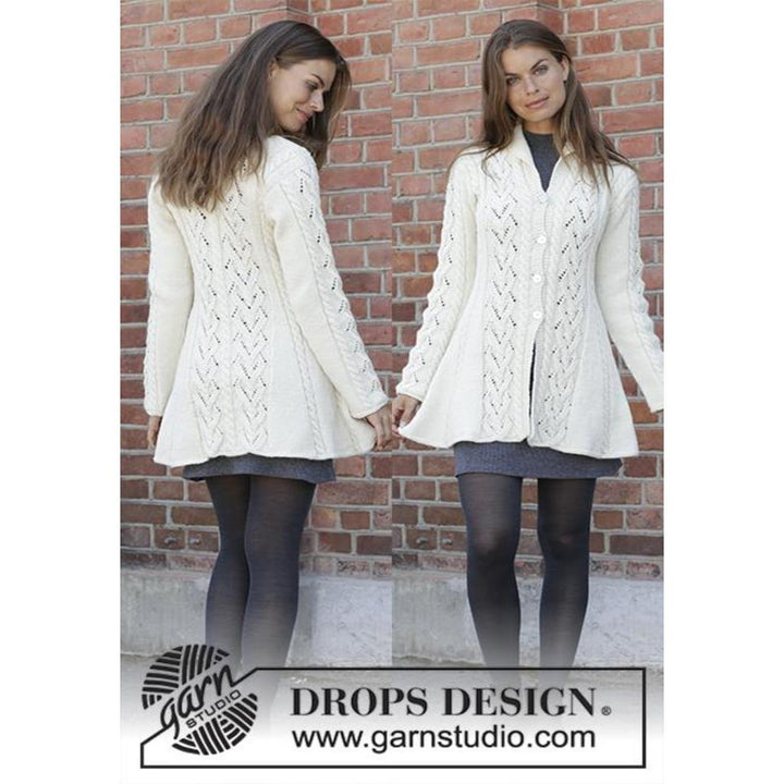 Ice Dancer Taillierte Strickjacke mit Schalkragen Strickanleitung - Drops Design (PDF) bei bei bei bei bei bei Lieblingsgarn