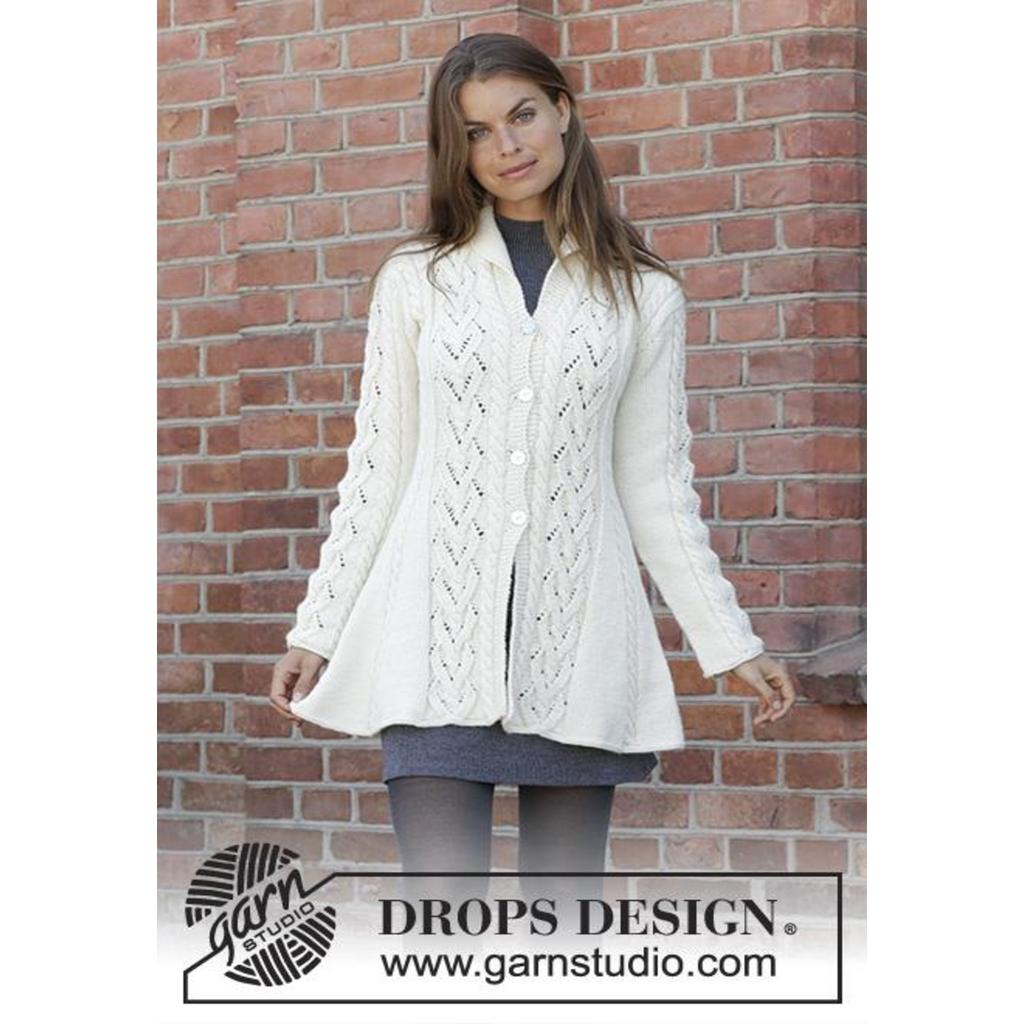 Ice Dancer Taillierte Strickjacke mit Schalkragen Strickanleitung - Drops Design (PDF) bei bei bei bei bei bei Lieblingsgarn