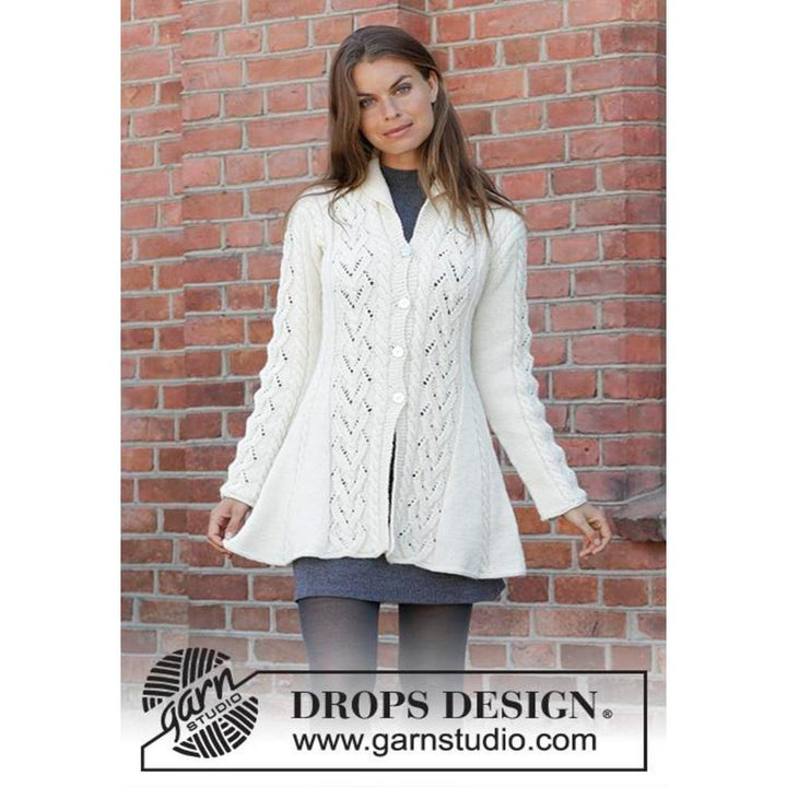 Ice Dancer Taillierte Strickjacke mit Schalkragen Strickanleitung - Drops Design (PDF) bei bei bei bei bei bei Lieblingsgarn