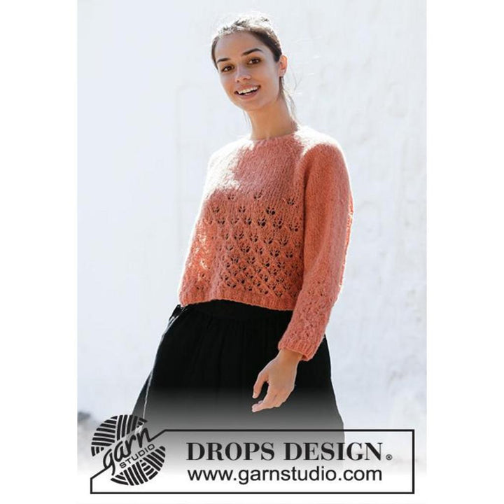Pullover mit Raglan und Lochmuster Strickanleitung - Drops Design (PDF) bei bei bei bei bei bei bei bei bei bei Lieblingsgarn