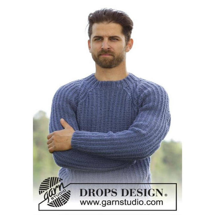 Twin River Herrenpullover mit Raglanärmeln Strickanleitung - Drops Design (PDF) bei bei bei bei bei bei bei bei Lieblingsgarn