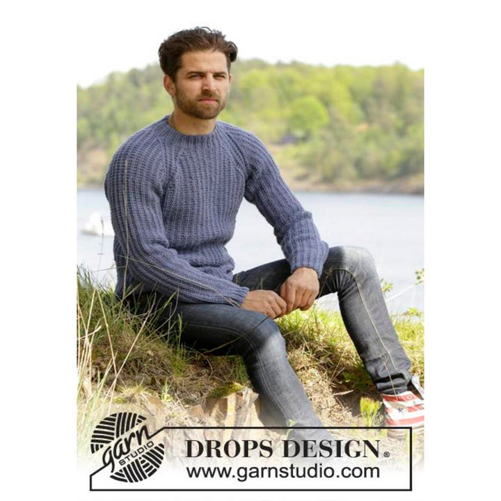 Twin River Herrenpullover mit Raglanärmeln Strickanleitung - Drops Design (PDF) bei bei bei bei bei bei bei bei Lieblingsgarn