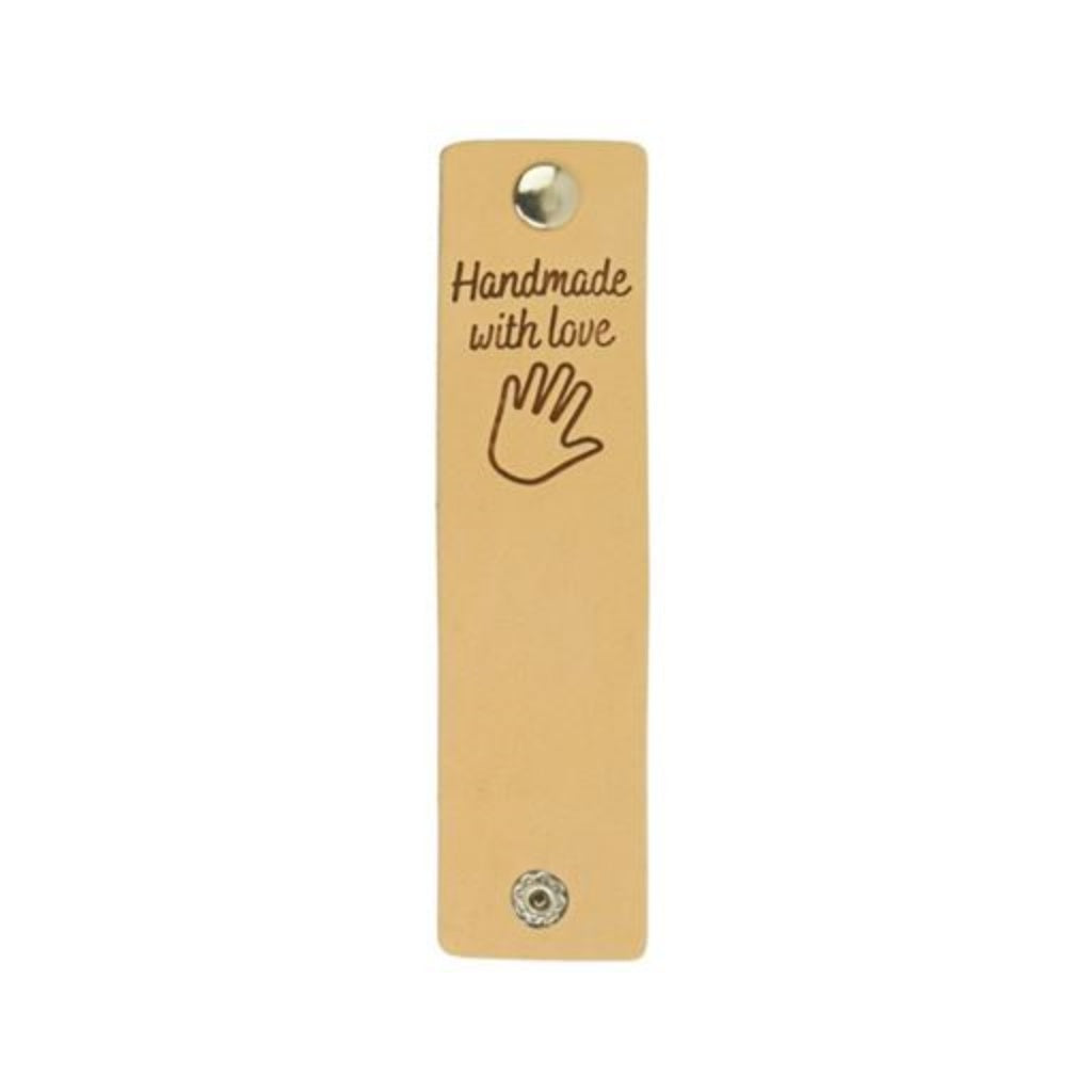 Durable 2 Stk. Lederlabel mit Druckknopf 3 cm - "Handmade with Love" bei bei bei bei bei bei bei bei bei bei Lieblingsgarn