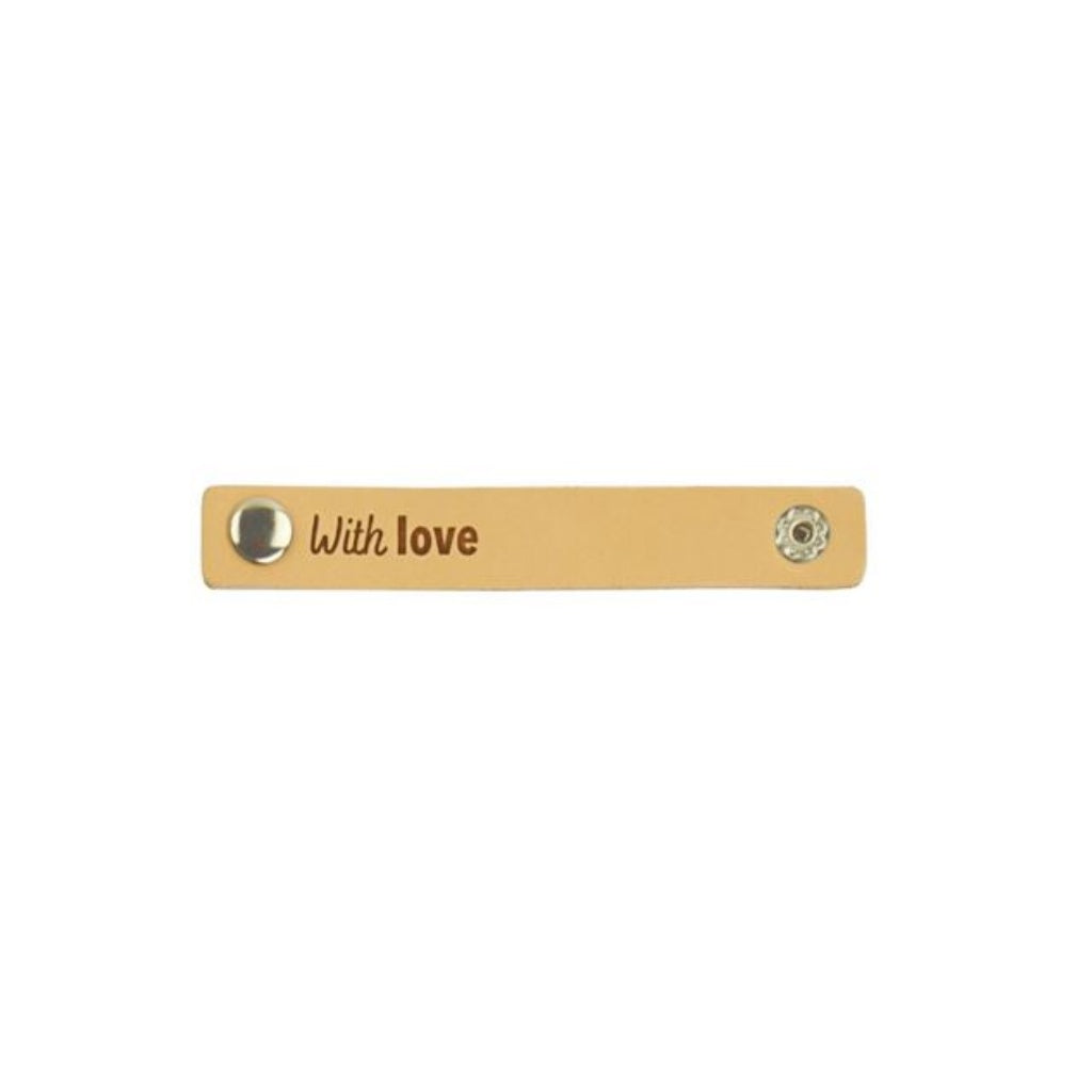 Durable 2Stk. Lederlabel mit Drucknpof - "With Love" bei bei bei bei bei bei bei bei bei bei Lieblingsgarn