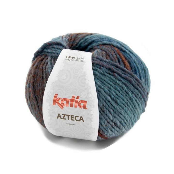 Katia Azteca, Farbe 7872 Blau Rostrot Braun – Schurwolle und Synthetik bei Lieblingsgarn