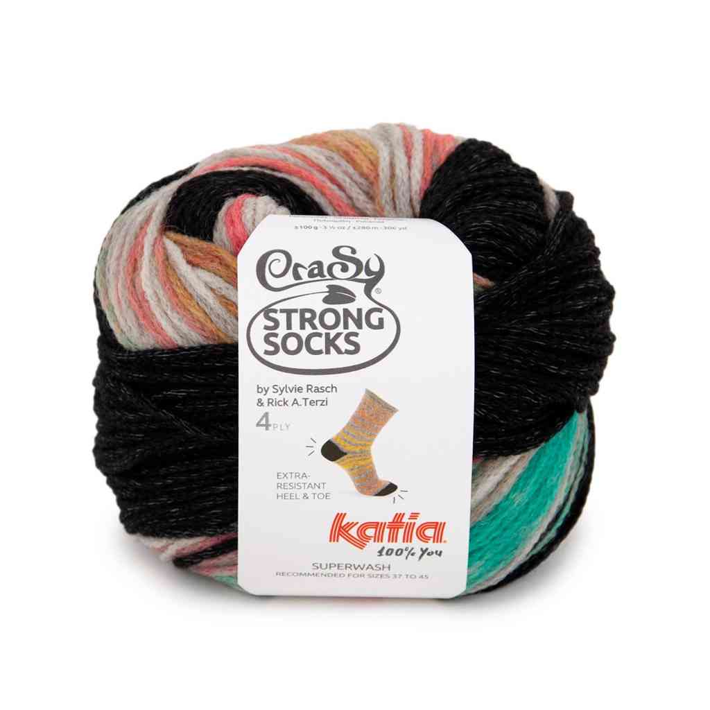 Katia Crasy Strong Socks, Farbe 104 Gelb Orange Grau – Baumwolle und Synthetik bei Lieblingsgarn