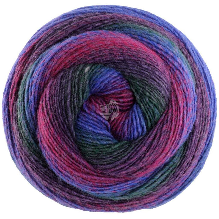Lana Grossa 454 - Tintenblau/Rot-/Dunkelviolett/Fuchsia/Waldgrün Lana Grossa Gomitolo Versione - Bobbel bei Lieblingsgarn