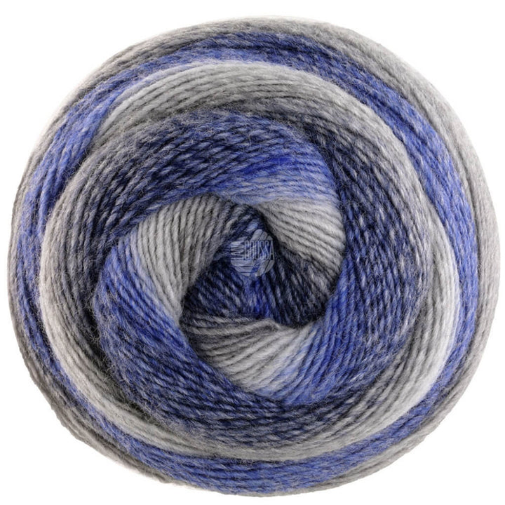 Lana Grossa Gomitolo Versione - Bobbel Wolle, Farbe 455 Jeans/Royal/Graublau/Hell /Mittel /Dunkelgrau/ bei Lieblingsgarn