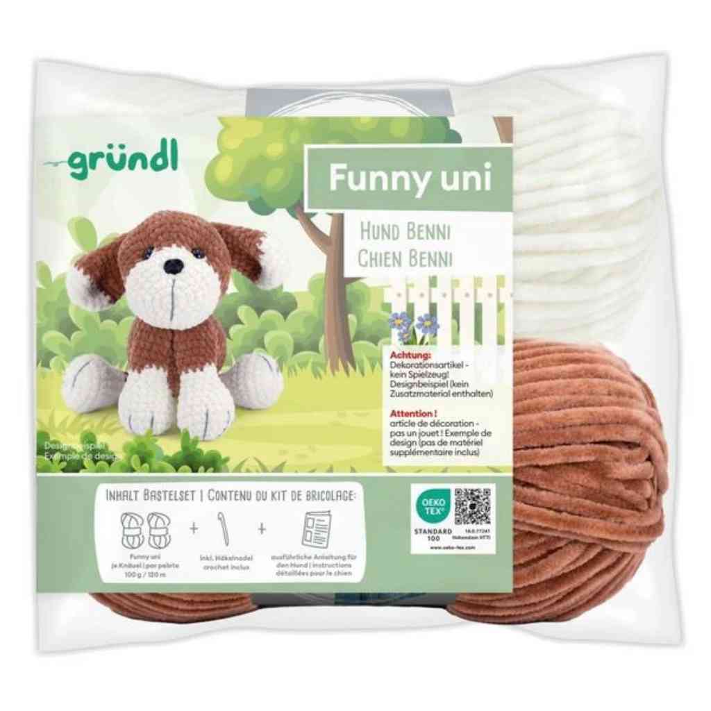 Gründl Funny uni Häkelset Hund Benni – Produktansicht bei bei bei bei bei bei bei bei bei bei bei bei bei bei Lieblingsgarn