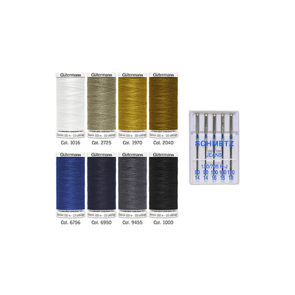 Gütermann Nähfaden-Set Denim inkl. Jeans-Nähnadeln bei bei bei bei bei bei bei bei bei bei Lieblingsgarn