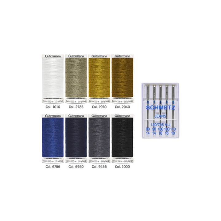 Gütermann Nähfaden-Set Denim inkl. Jeans-Nähnadeln bei bei bei bei bei bei bei bei bei bei Lieblingsgarn