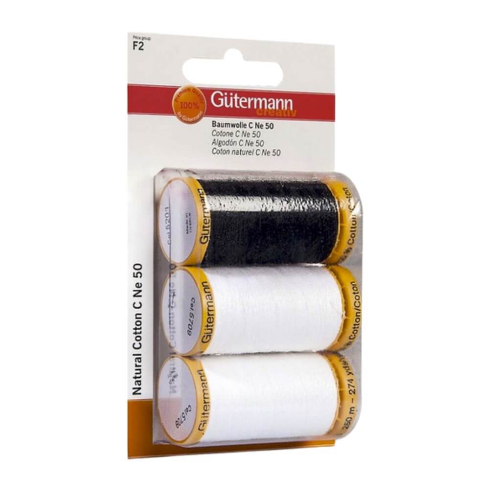 Gütermann Obergarn Set C NE 50 schwarz &amp; weiß bei bei bei bei bei bei bei bei bei bei Lieblingsgarn