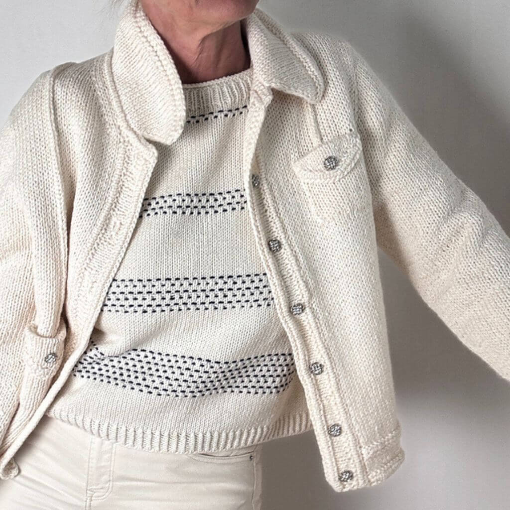 Hinterm Stein Strickjacke White Jeans Jacket Strickanleitung - Hinterm Stein (PDF) bei bei bei bei bei bei bei Lieblingsgarn