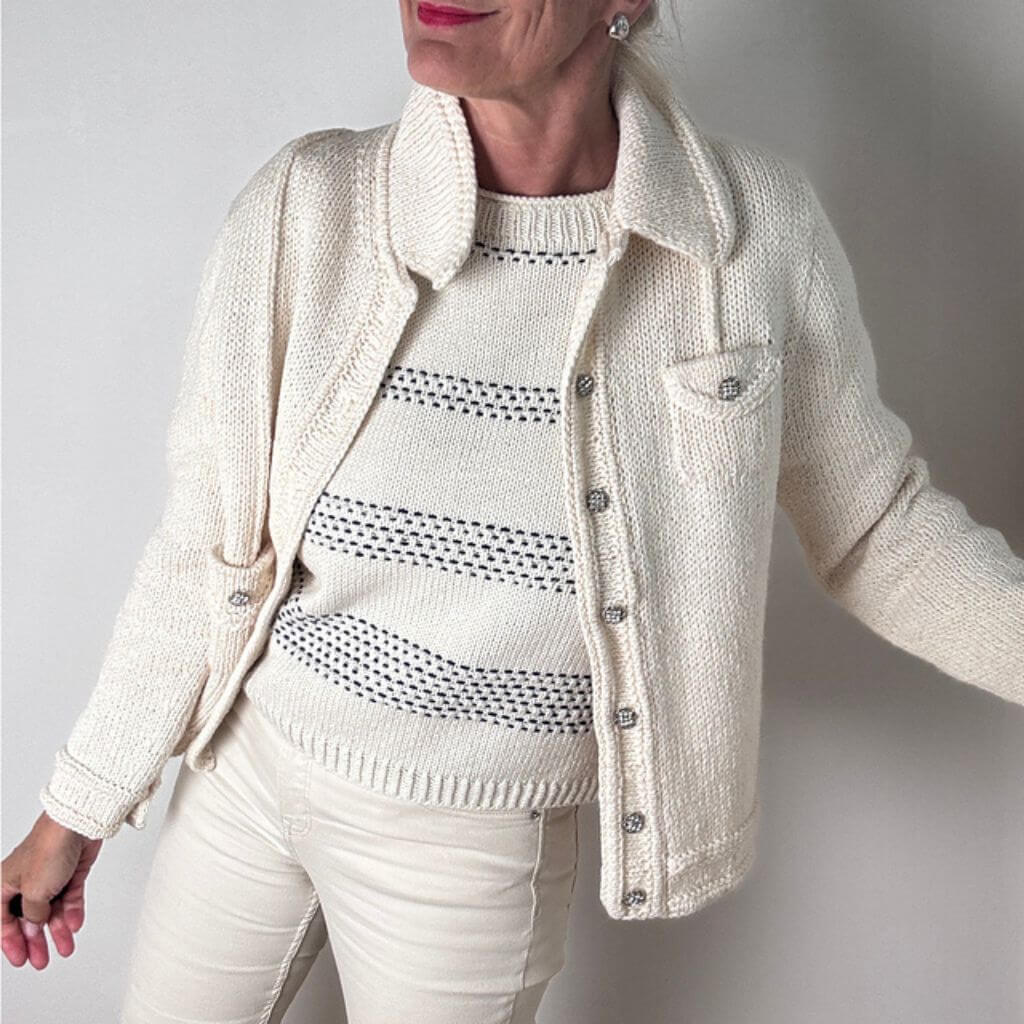 Hinterm Stein Strickjacke White Jeans Jacket Strickanleitung - Hinterm Stein (PDF) bei bei bei bei bei bei bei Lieblingsgarn